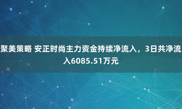 聚美策略 安正时尚主力资金持续净流入，3日共净流入6085.51万元