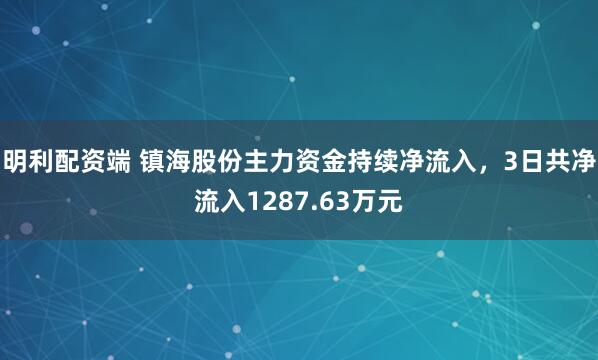 明利配资端 镇海股份主力资金持续净流入，3日共净流入1287.63万元
