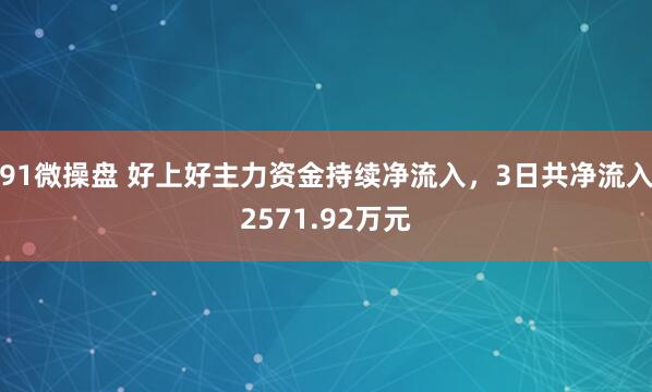 91微操盘 好上好主力资金持续净流入，3日共净流入2571.92万元
