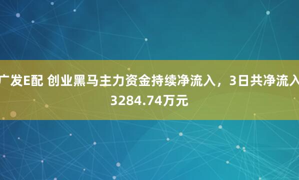 广发E配 创业黑马主力资金持续净流入，3日共净流入3284.74万元